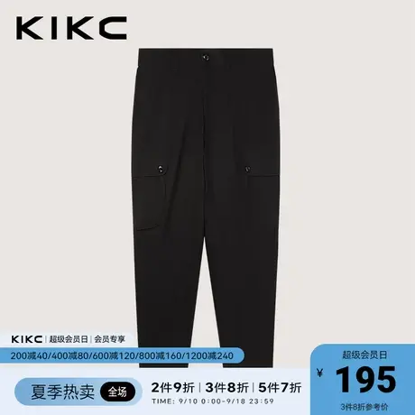 kikc休闲裤男2023春夏新款商场同款高街潮流宽松黑色阔腿工装裤商品大图