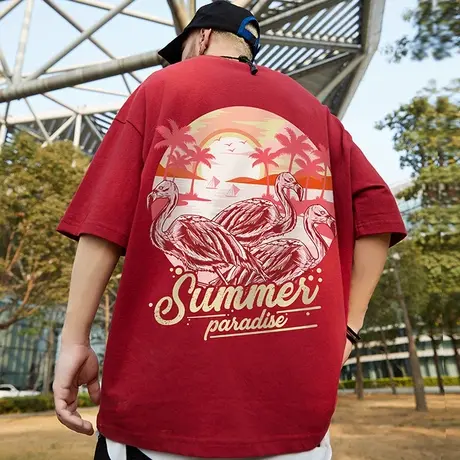 日系原宿风潮牌加肥加大码国潮宽松短袖T恤oversize胖子男t半袖潮图片