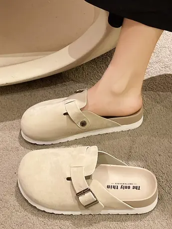 勃肯鞋女2023年新款春秋厚底搭扣博肯包头半拖鞋外穿一脚蹬懒人鞋图片