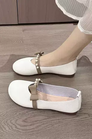 软底软皮单鞋女夏季2023新款不累脚一脚蹬玛丽珍女鞋平底豆豆鞋秋商品大图