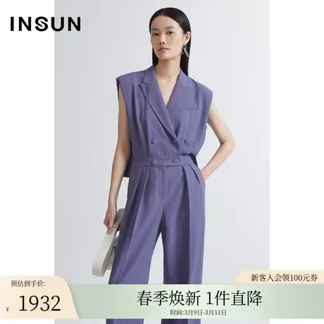 INSUN恩裳夏季无袖凉感假两件连体裤图片