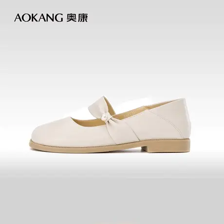 奥康女鞋2024春季新款真皮软面舒适套脚单鞋优雅百搭玛丽珍小皮鞋图片