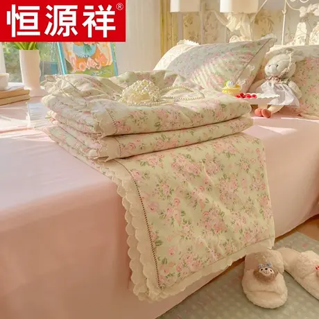 恒源祥花边夏被空调被夏凉被单人学生宿舍双人家用全棉四件套商品大图