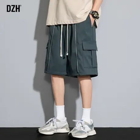 男士绿色工装五分裤男夏季薄款潮牌裤子2023新款休闲短裤美式复古商品大图