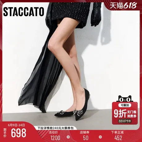 思加图2025新款丝绒梦境优雅通勤平底鞋单鞋浅口女鞋9A962AQ5商品大图