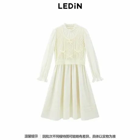 【商场同款】乐町拼接假两件连衣裙女装春季长款小白裙C1FAF1203*商品大图