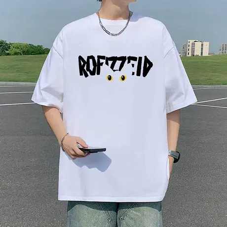 短袖t恤男夏季2025新款纯棉圆领半袖潮牌运动休闲男生体恤上衣服商品大图