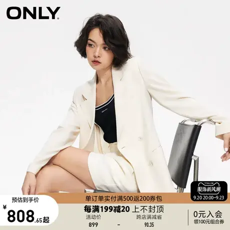 【买5免1】ONLY2023秋季新款通勤气质纯色百搭直筒开叉西服外套女商品大图