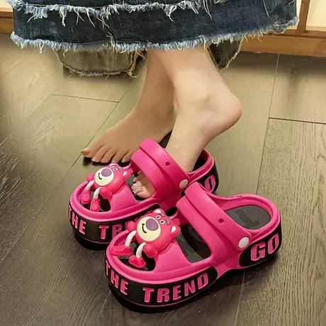 厚底凉鞋女夏季网红时尚外穿可爱卡通增高防滑沙滩两穿松糕凉拖鞋图片