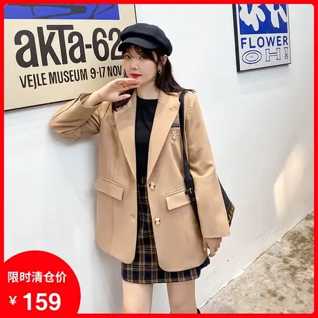 2023早秋季新款翻领休闲简约气质胖妹妹西装外套女显瘦大码小西服商品大图