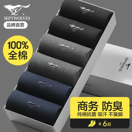 七匹狼袜子男款纯棉中筒袜100%正品防臭吸汗薄款全棉商务男袜夏季商品大图