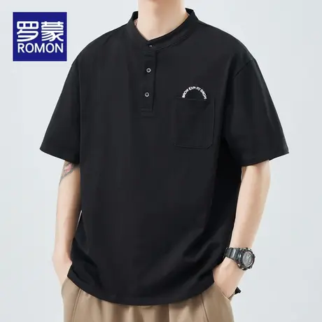 罗蒙夏季Polo衫男短袖t恤男士半袖上衣潮牌2025新款休闲体恤男款商品大图