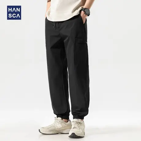 hansca户外大口袋运动休闲裤男款2025夏季防风防水零压束脚长裤子商品大图