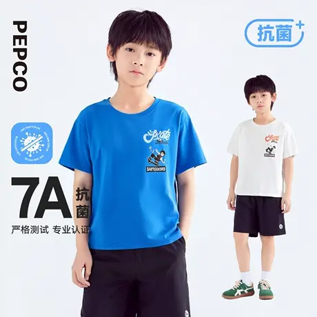 小猪班纳童装2025夏装新款儿童短袖T恤中大童男童圆领上衣男孩潮图片