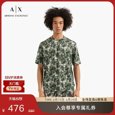 ARMANI EXCHANGE/阿玛尼2025夏季新款男士全棉宽松椰树印花T恤商品大图