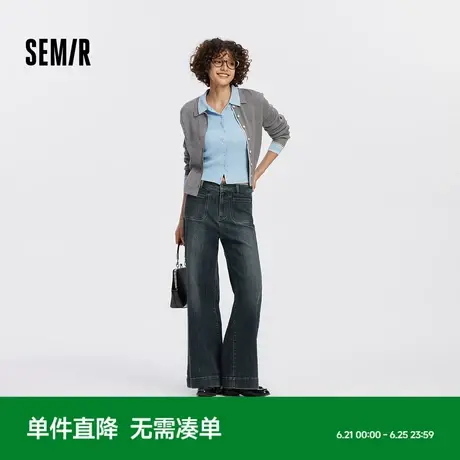 森柔牛仔|商场同款森马牛仔裤女宽松长裤秋季2025新款简约阔腿裤商品大图