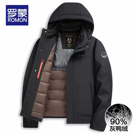 罗蒙中老年男士冬季羽绒服男爸爸装2025新款鸭绒加厚保暖御寒外套商品大图