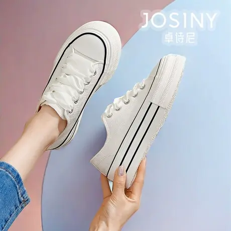 卓诗尼2025年春款新款春季百搭松糕厚底休闲鞋女鞋休闲板鞋帆布鞋图片