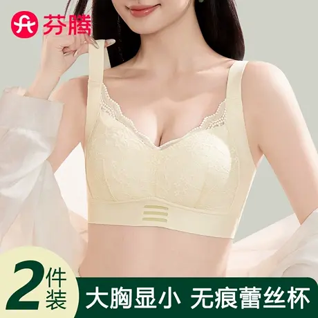 芬腾全罩杯大胸显小胸内衣女无痕收副乳聚拢防下垂美背蕾丝文胸罩商品大图