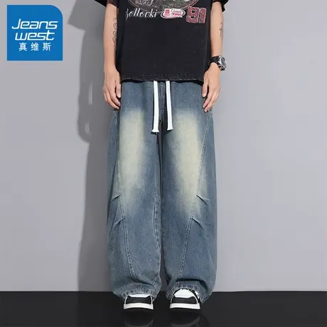 N5真维斯牛仔裤男2025新款秋季美式高街复古潮流百搭设计男款裤子商品大图