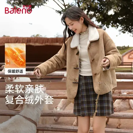 班尼路羊羔绒外套女款秋冬季加厚保暖麂皮时尚韩系流行百搭夹克Q商品大图