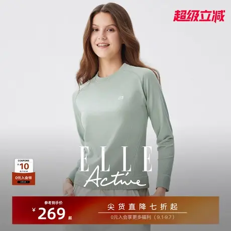 ELLE Active高智户外穿搭一体织长袖T恤女多巴胺运动上衣松驰舒适商品大图