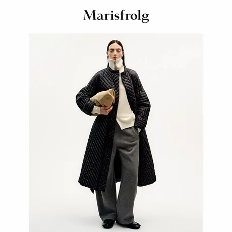 【90白鹅绒】Marisfrolg玛丝菲尔25冬新款黑色时尚长款羽绒服商品大图