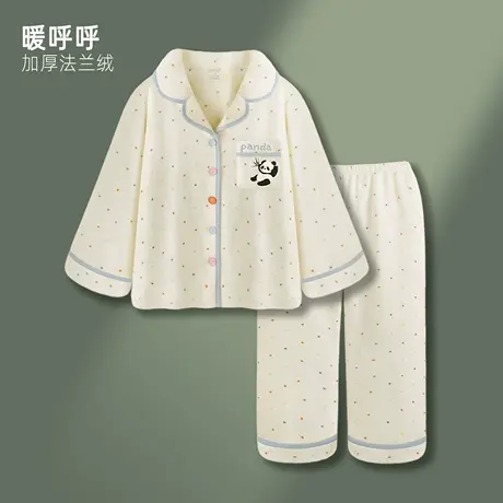 【暖烘烘】法兰绒睡衣女款秋冬保暖加厚简约高级感波点家居服套装商品大图