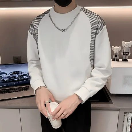 春秋季潮牌ins设计感卫衣男2023新款个性链条痞帅长袖体恤衫上衣图片