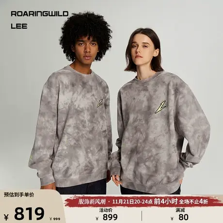 【Lee x ROARINGWILD】23秋冬新品舒适版灰色印花男女同款卫衣潮图片