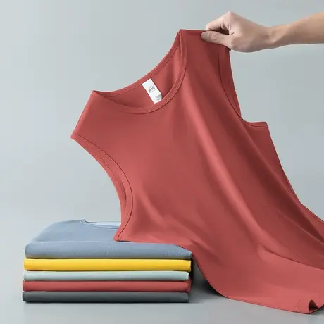 莫代尔运动背心男夏季外穿健身冰丝速干凉感坎肩纯色篮球无袖t恤商品大图