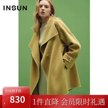 恩裳COVER冬季2022纯羊毛经典一手长两穿领轻商务毛呢外套女图片