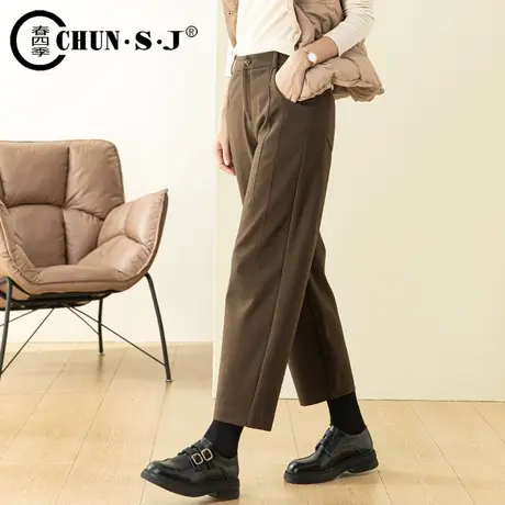 秋冬灯笼裤女2023新款时尚胖mm梨形身材裤子微胖高腰休闲裤毛呢裤图片