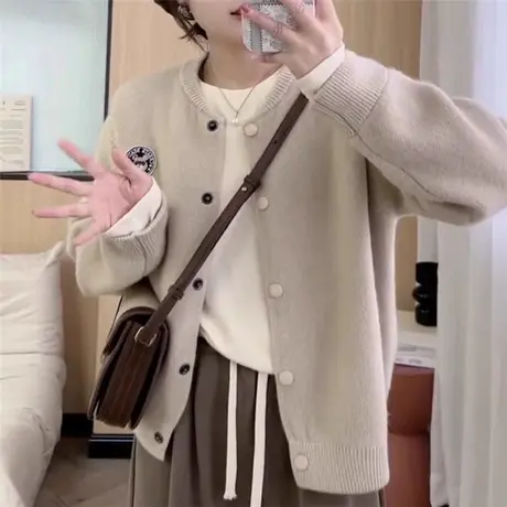 秋季短款小个子针织毛衣开衫外套女2023年新款春秋外搭高级感上衣图片