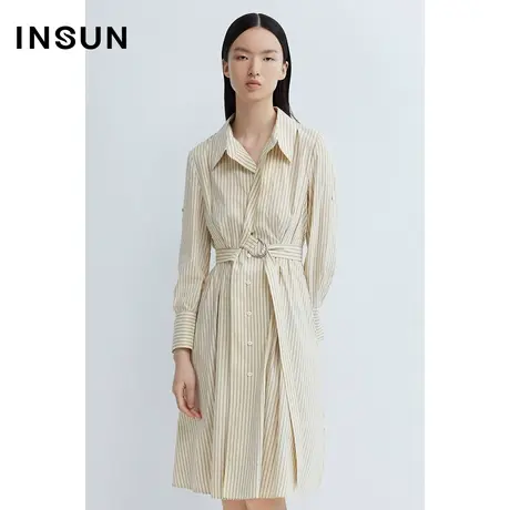 INSUN恩裳春季棉质条纹印花连衣裙图片