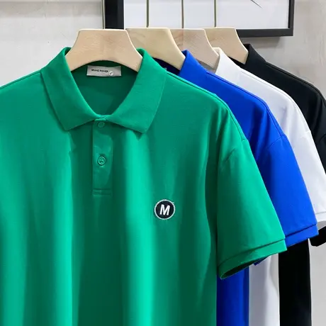 宽松青年保罗上衣夏季丝光棉短袖polo衫男士2023美式休闲翻领T恤商品大图