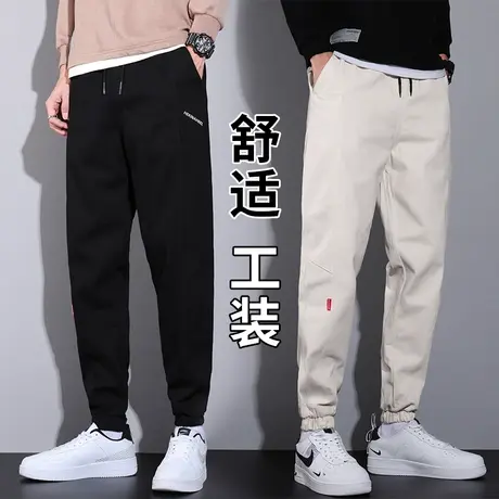 纯棉工装秋冬裤男士春秋款九分运动休闲裤子男裤夏季薄款卫裤春季商品大图