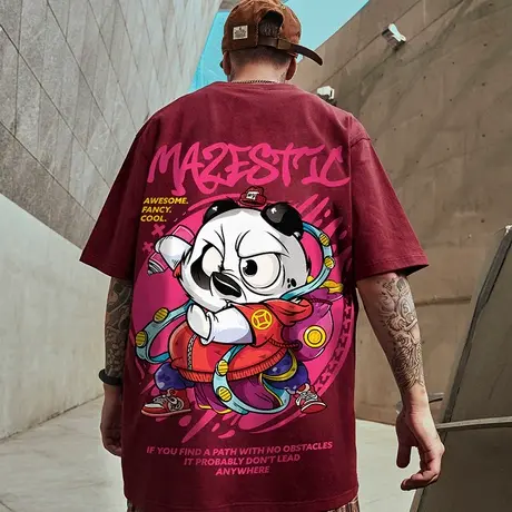 2025新款短袖男潮国潮中国风胖子男装潮牌T恤宽松潮流大码半袖夏图片