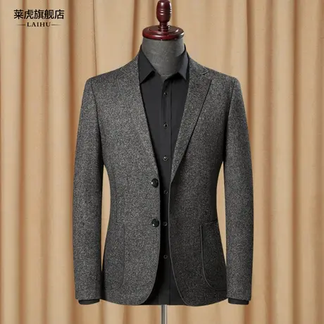 秋冬款时尚休闲小西装男士修身韩版潮呢子西服外套男商务单件上衣商品大图