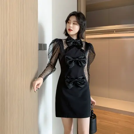 法式小礼服平时可穿现代时尚性感小黑裙子名媛宴会气质显瘦连衣裙商品大图