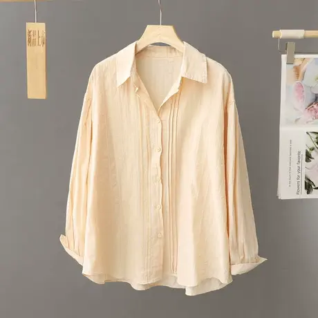 黄色衬衫女长袖春秋设计感小众宽松上衣内搭2024年新款衬衣打底衫图片