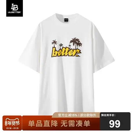 Lilbetter短袖t恤男潮牌2024夏季百搭半袖宽松打底衫男印花五分袖商品大图
