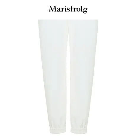 【商场同款】玛丝菲尔2023年秋季新款白色醋纤时尚束脚休闲裤女商品大图