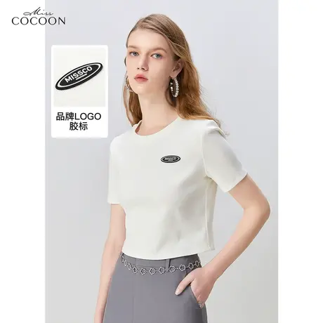 missCOCOON简约圆领短袖t恤女2023夏装新款时尚宽松百搭体恤上衣商品大图