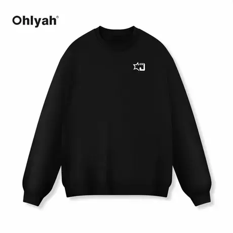 Ohlyah圆领2023新款大码卫衣男士春秋季新款潮牌宽松无帽情侣上衣图片