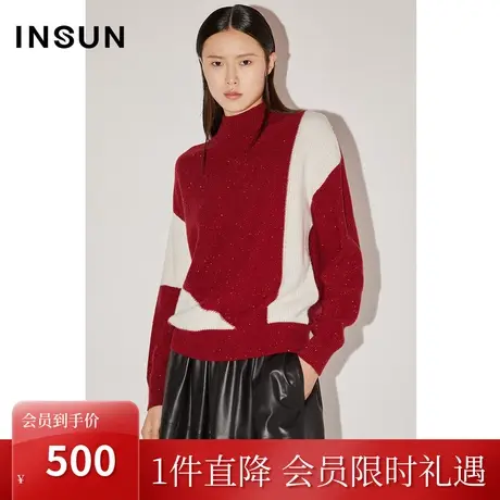 恩裳COVER冬2022时尚珠片纱设计羊毛舒适蓬松轻盈保暖毛织衫商品大图