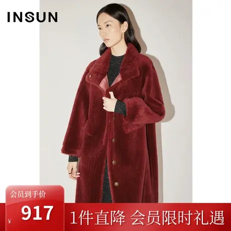 恩裳COVER冬季2022时尚手工竖条重工剪花显瘦羊毛绒毛呢大衣商品大图