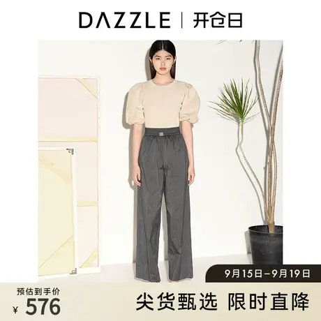 DAZZLE地素奥莱春夏法式泡泡袖小众拼接设计感修身衬衫上衣女图片