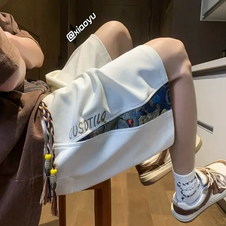 美式短裤男潮牌夏季新款设计感小众刺绣宽松大码运动休闲五分裤子商品大图