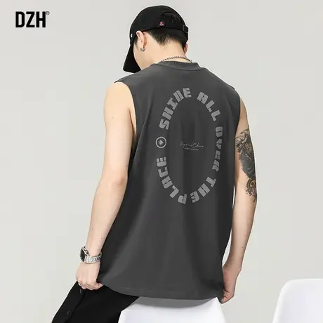 男士显肌肉无袖小背心美式重磅棉t恤坎肩男夏季运动健身篮球上衣商品大图